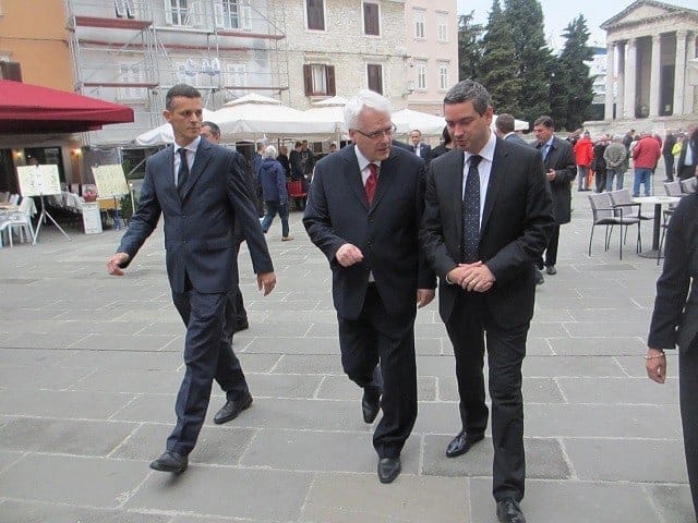 Valter Flego, Ivo Josipović und Boris Miletić auf dem Forum in Pula. Foto: InIstrien.hr, Autor: Valter Žufić